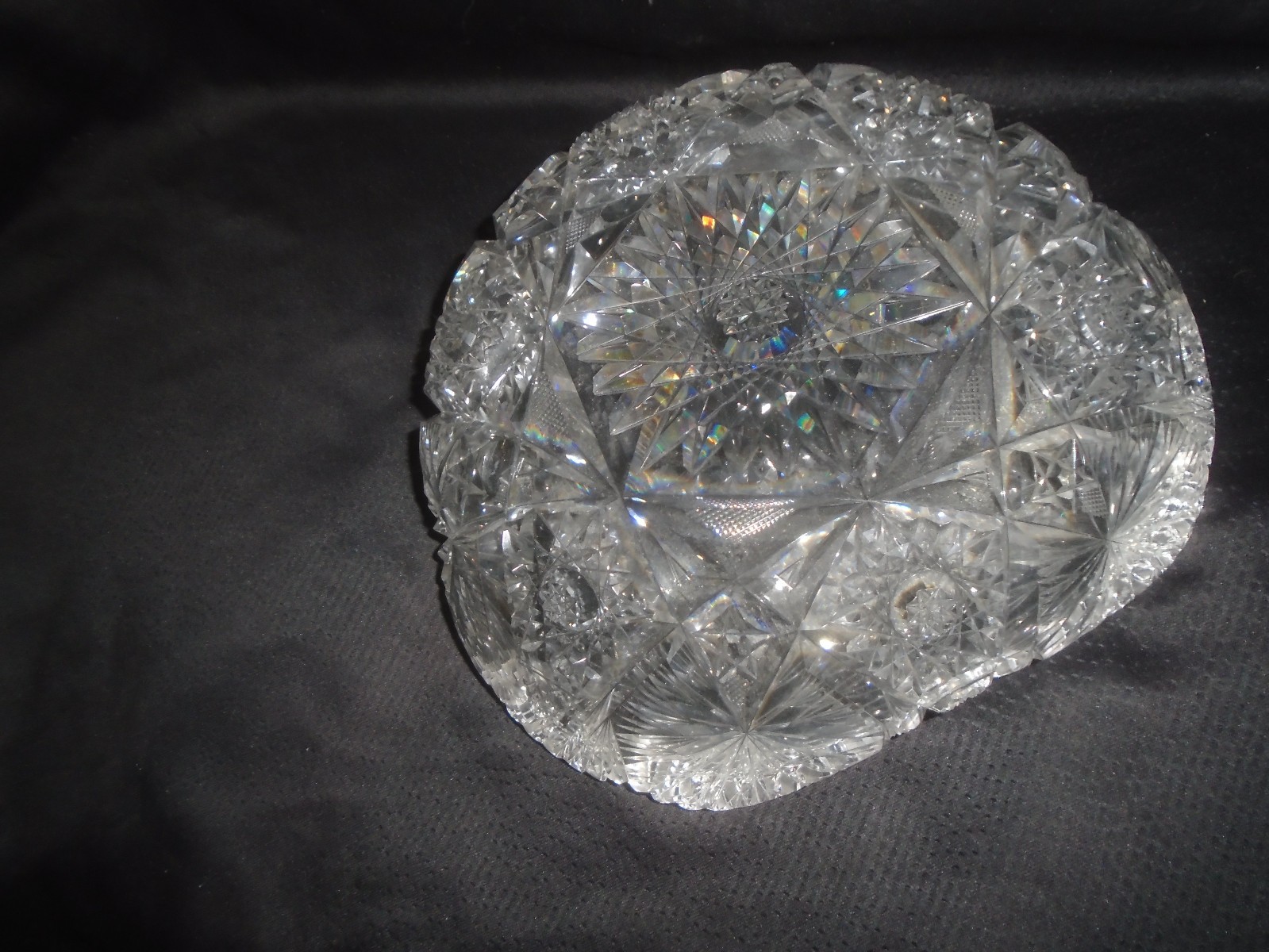 Antique American Brilliant Period ABP Deep Cut Crystal Bowl Sawtooth Rim 10″