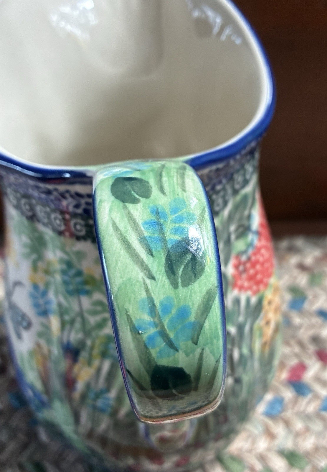 UNIKAT 4612 Blue Rose Polish Pottery 8” Teresa Pitcher