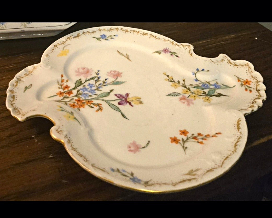 HACF Floral Porcelain Oval Plate White/Multicolor Glossy Finish PCL 90
