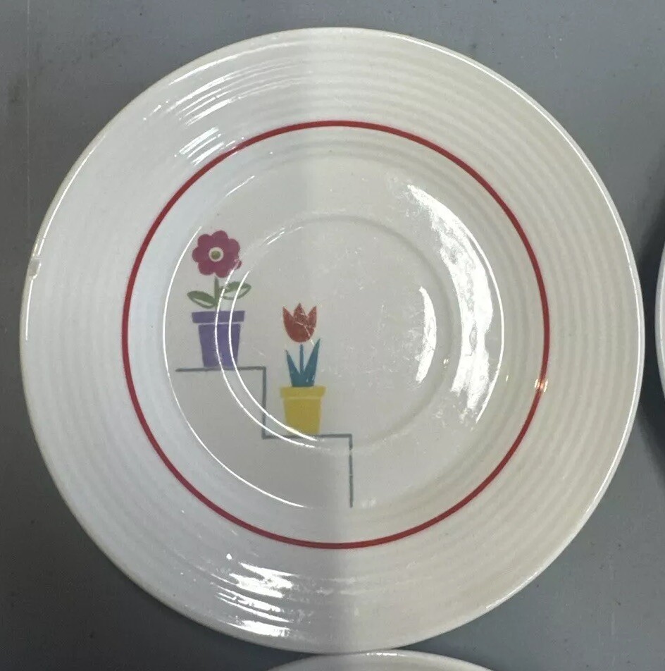 1940s LIMOGES Posey Shop Triumph Ceramic Tea Cup Plates (7)