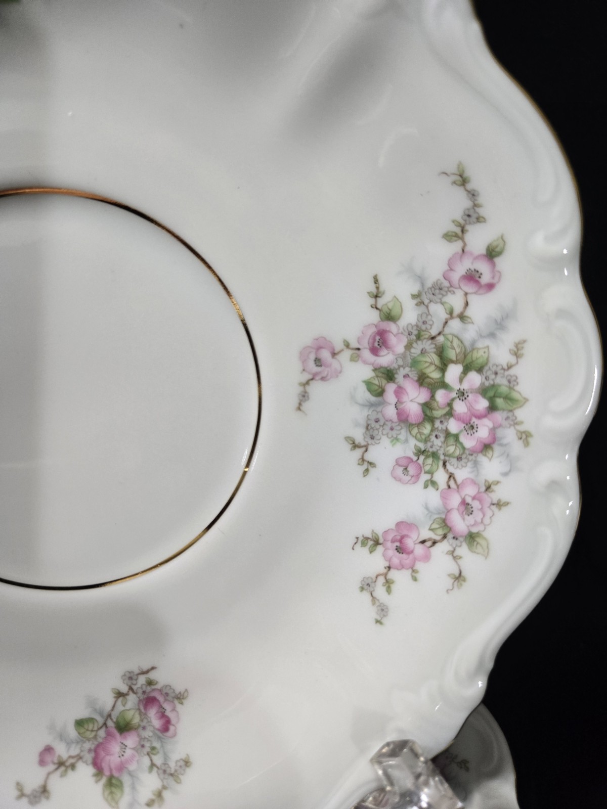 MINT Johann Haviland Bridal Rose Bavaria 1 Dbl Handled Cup + 4 Saucer Pink Roses