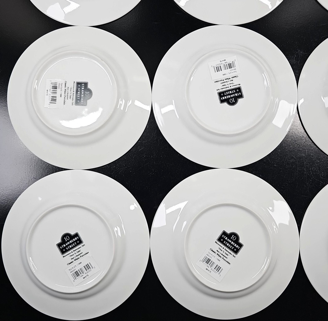 12) Ten Strawberry Street Classic White Tea Snack Appetizer Plate Set Dishes Lot