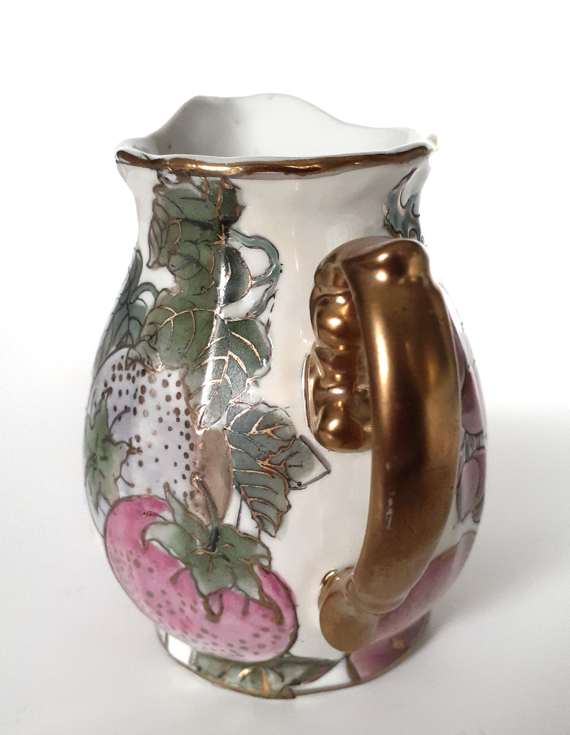 Toyo Vintage Chinese Porcelana Creamer Hand Painted Plum Floral Gold Trim 4″