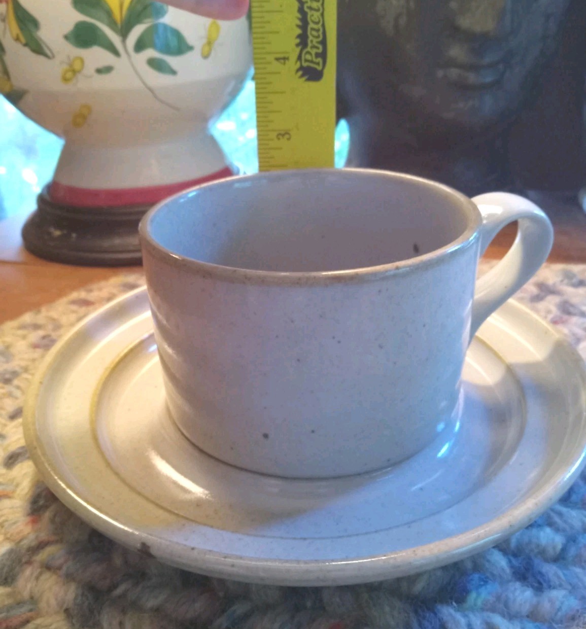 Vintage 70s Dansk Sugar Sand Niels Refsgaard Brown Mist Japan Cups & Saucers (2)