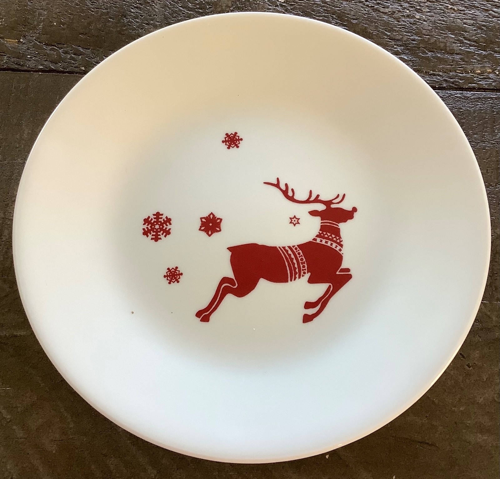 12 Pcs Corelle Corning RUDOLPH Reindeer, Snowflake 4 Placesettings—Plates, Bowls