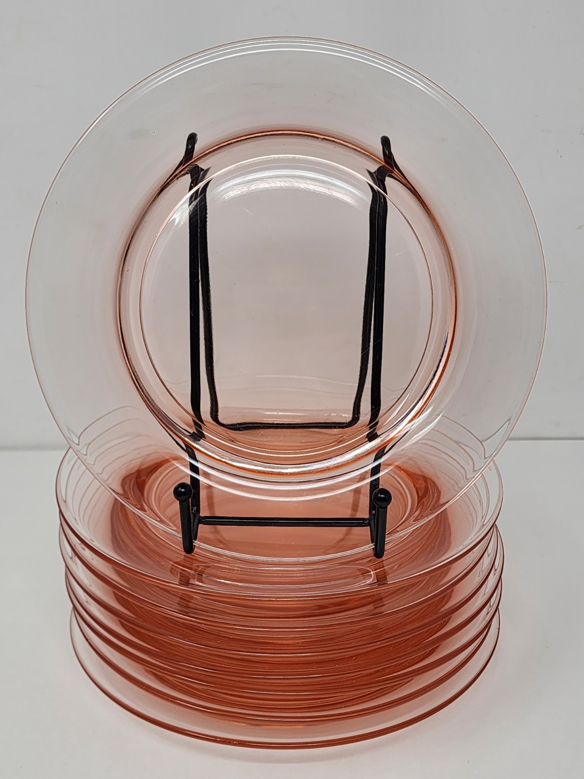 Set Of 8 Pink Depression Glass 7.75″ Round Salad Luncheon Plates