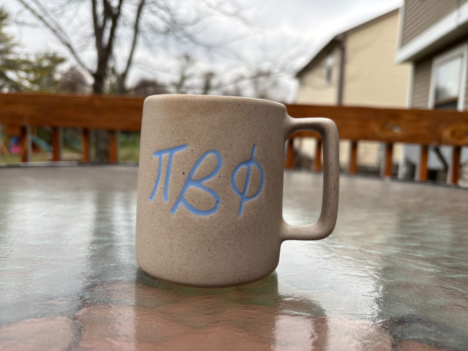 Pigeon Forge Pottery Pi Beta Phi Sorority Mug Gray Blue made in Tennessee