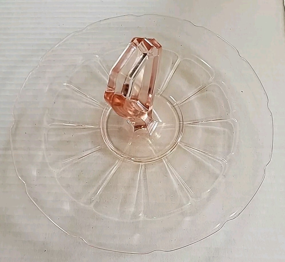 Vintage Pink Depression Glass Diamond Glass Co Victory Handled Server