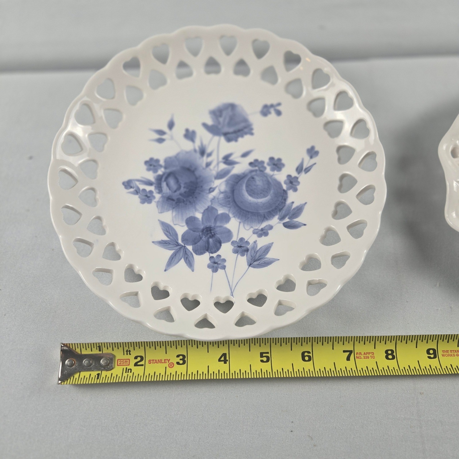 Vintage Blue Floral Cottagecore French Country Serving Plate Wall Decor Set