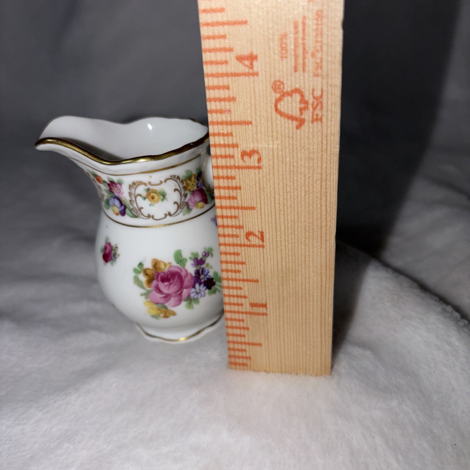 Schumann Germany Empress Dresden Flowers Footed Mini Creamer 3.25″ Vtg 70s EUC