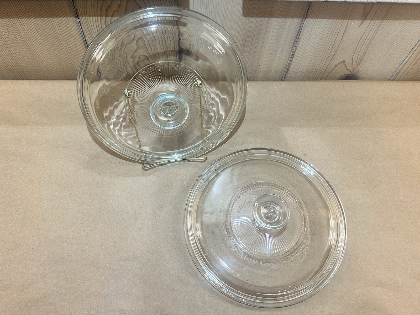 2 Vtg Pyrex G1C A Corning Ware for 2.5 QT Clear Glass Ribbed Replacement Lids