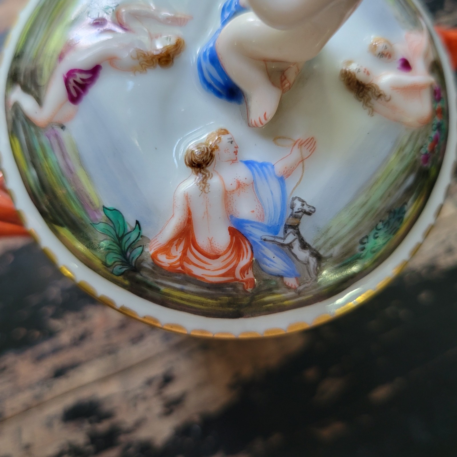 Antique 1800s Ginori Doccia Capodimonte Lidded Porcelain Chocolate Cup Italian
