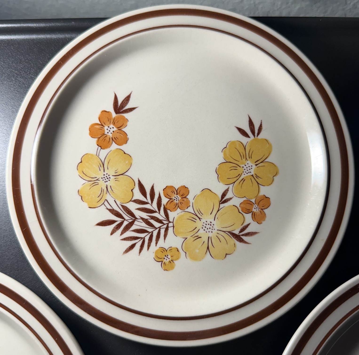 3pc plate set Newcor Stoneware “Laurel” Pattern 404 Japan 1985 Dinner