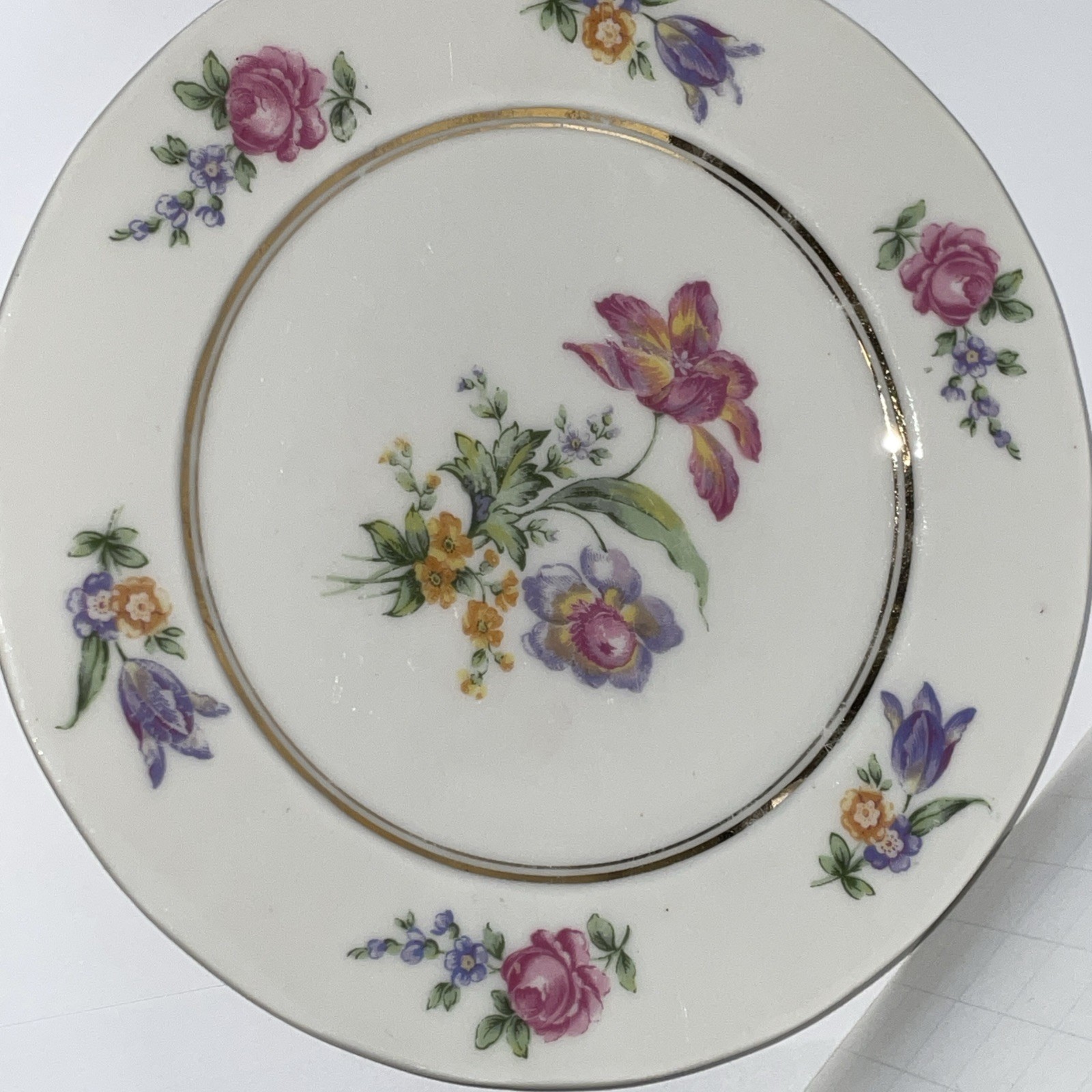 Raynaud Limoges Dresden Floral Style 6 bread dessert Plates 6 1/4” Gimbel bros.