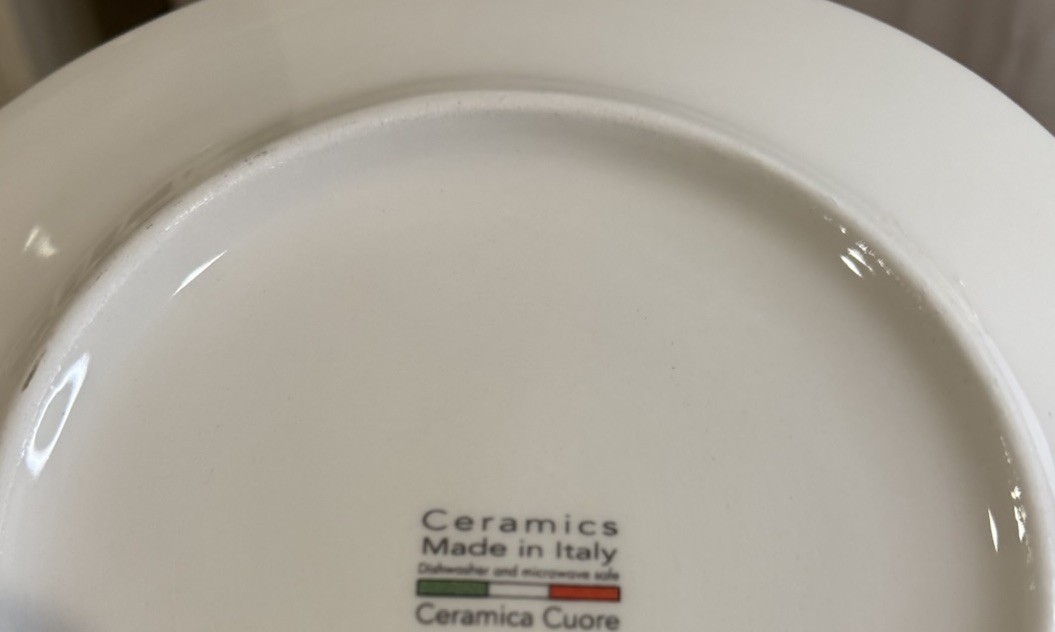 Made In Italy Handmade Ceramic Plates Pink Heart Design 8.7” Set of 4