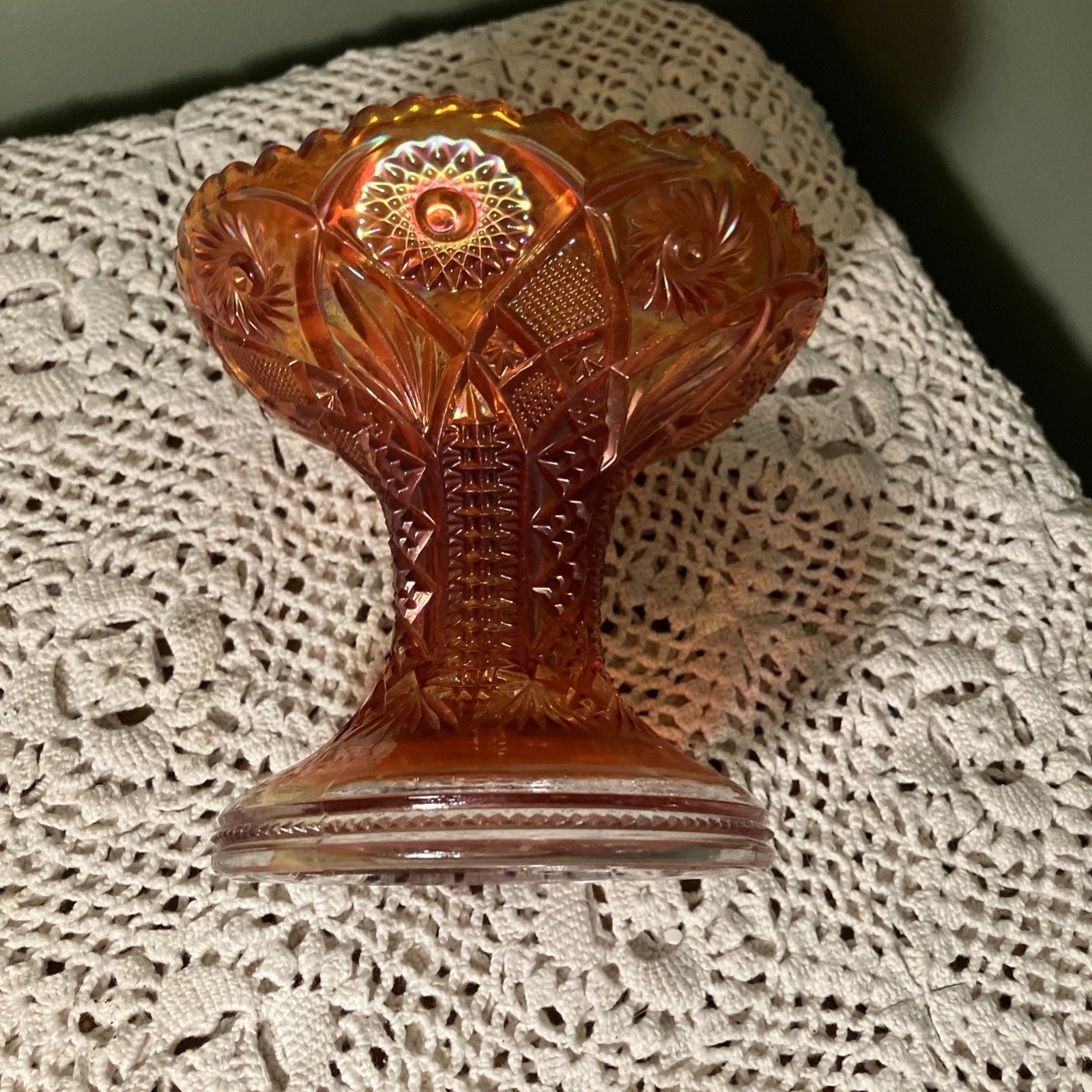 Marigold Orange Carnival Glass Punch Bowl Base – Imperial ?
