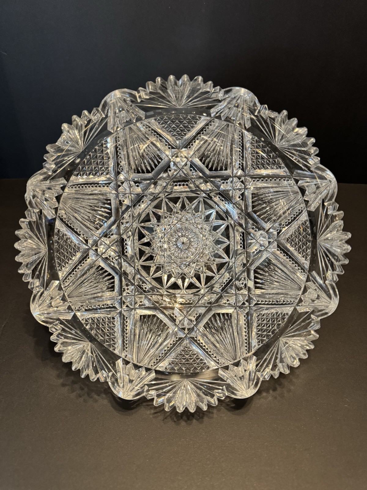 9” American Brilliant Period Crystal Glass Cut Bowl