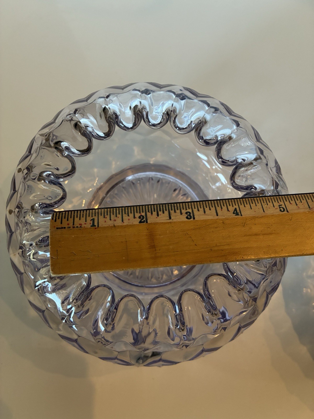 Antique/Vintage Fostoria American Glass Rose Bowl Centerpiece Cube Pattern Set 2