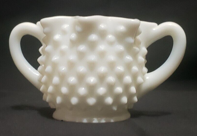 Vintage Fenton 3906 MI #3 1951 – 1981 Sugar Crimped Milk Glass Hobnail