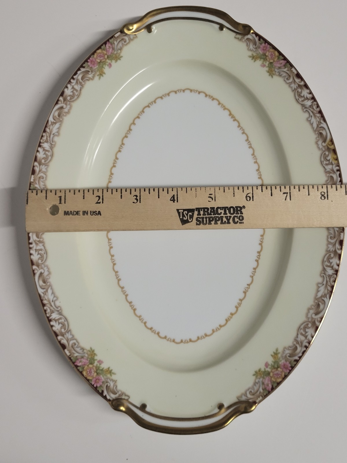 Vintage Noritake Japan M Mark Serving Platter Harmony 3906 Pink Floral Gold Gilt