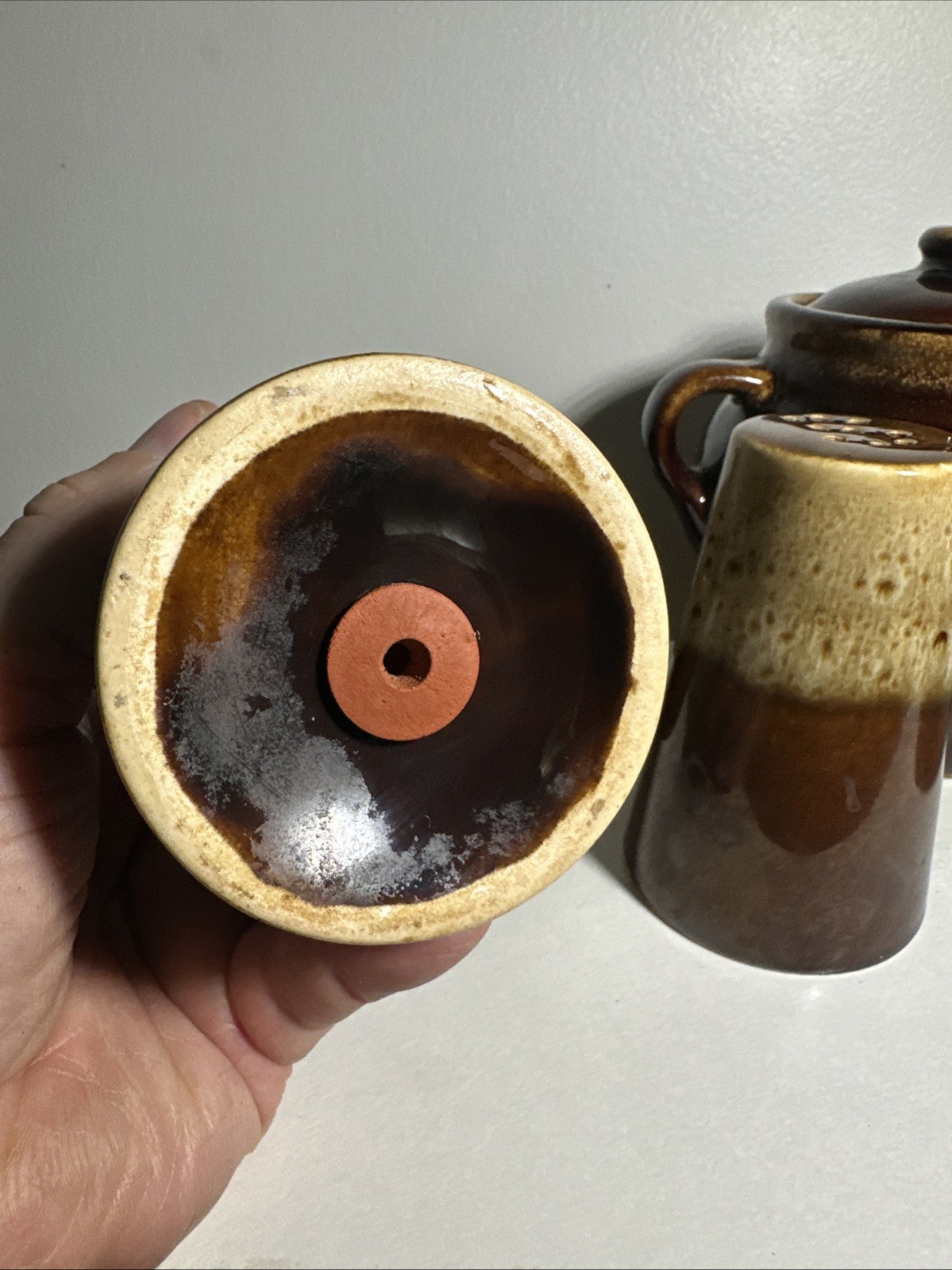 Vintage Brown Drip Glaze Pottery Set Of 5 USA Oven Proof