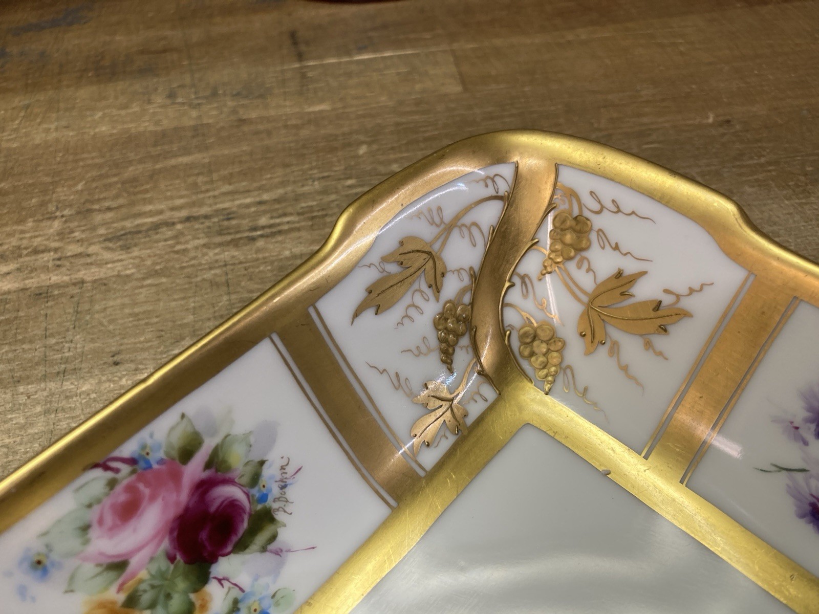 Beautiful Antique Pickard China Hand Painted Artist Signed Square Bowl / Floral