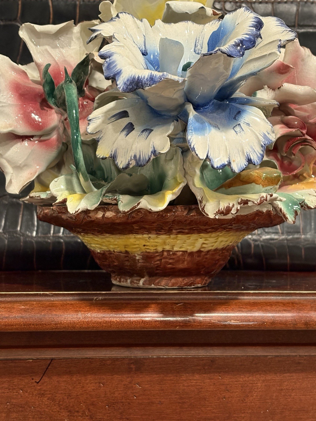 Italian Capodimonte Floral Porcelain Centerpiece Handmade In Naples