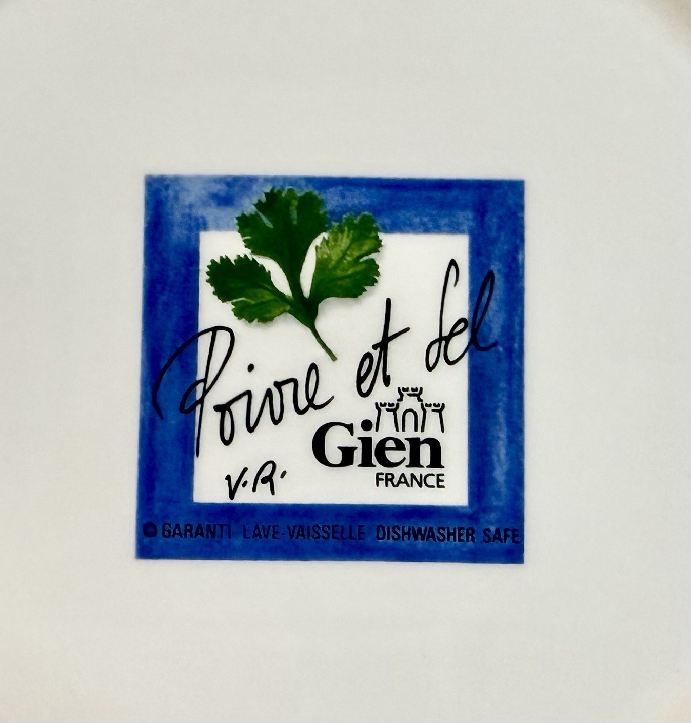 Poivre Et Sel Blue Vint. Set of 4 Salad Plates 8.75″ Faiencerie De Gien France