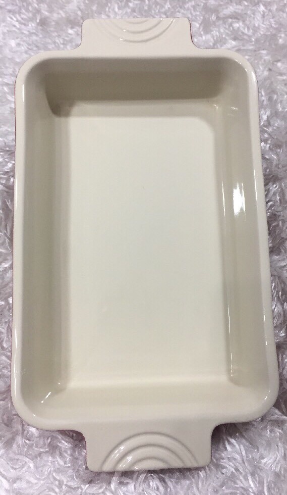 Le Gourmet Chef Red Stoneware Baking Dish Rectangle 10” x 7” Grooved Handles