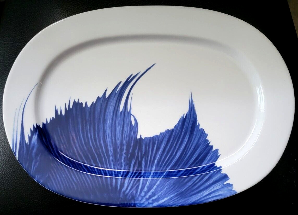 IKEA BLUE BETA FISH OVAL SERVING MEAT PLATTER 14″
