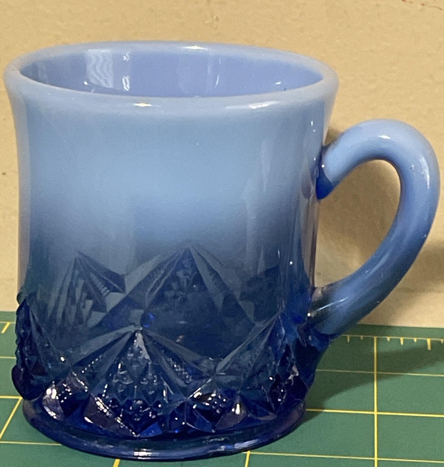 National Glass Co Northwood Opalescent Blue Diamond Spearhead Mug