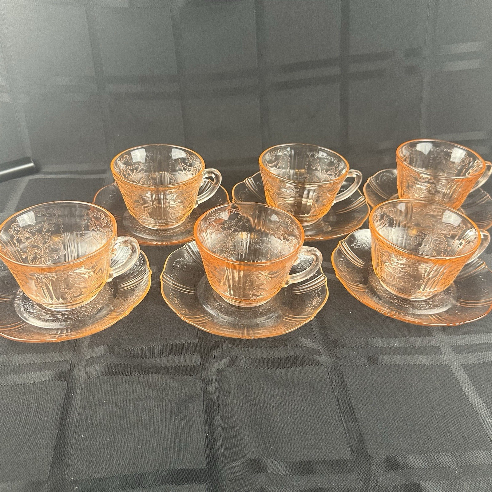 Vtg Macbeth Evans American Sweetheart Pink Depression Glass 2pc Cup Saucer Set