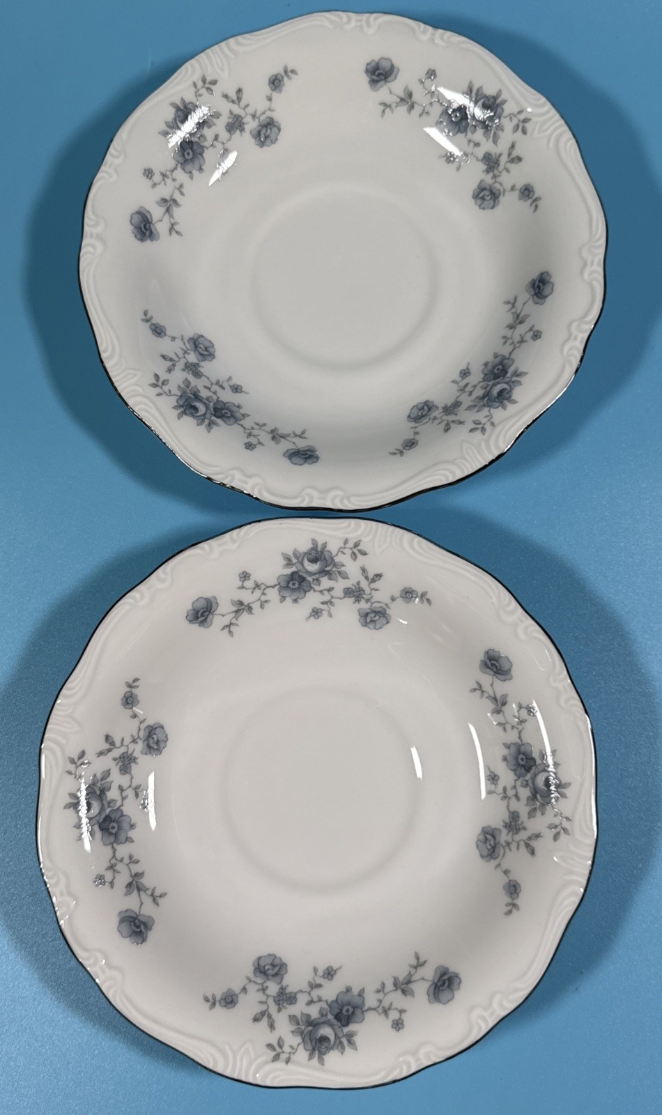 Johann Haviland Bavaria Germany Fine China Blue Garland 2 Saucers