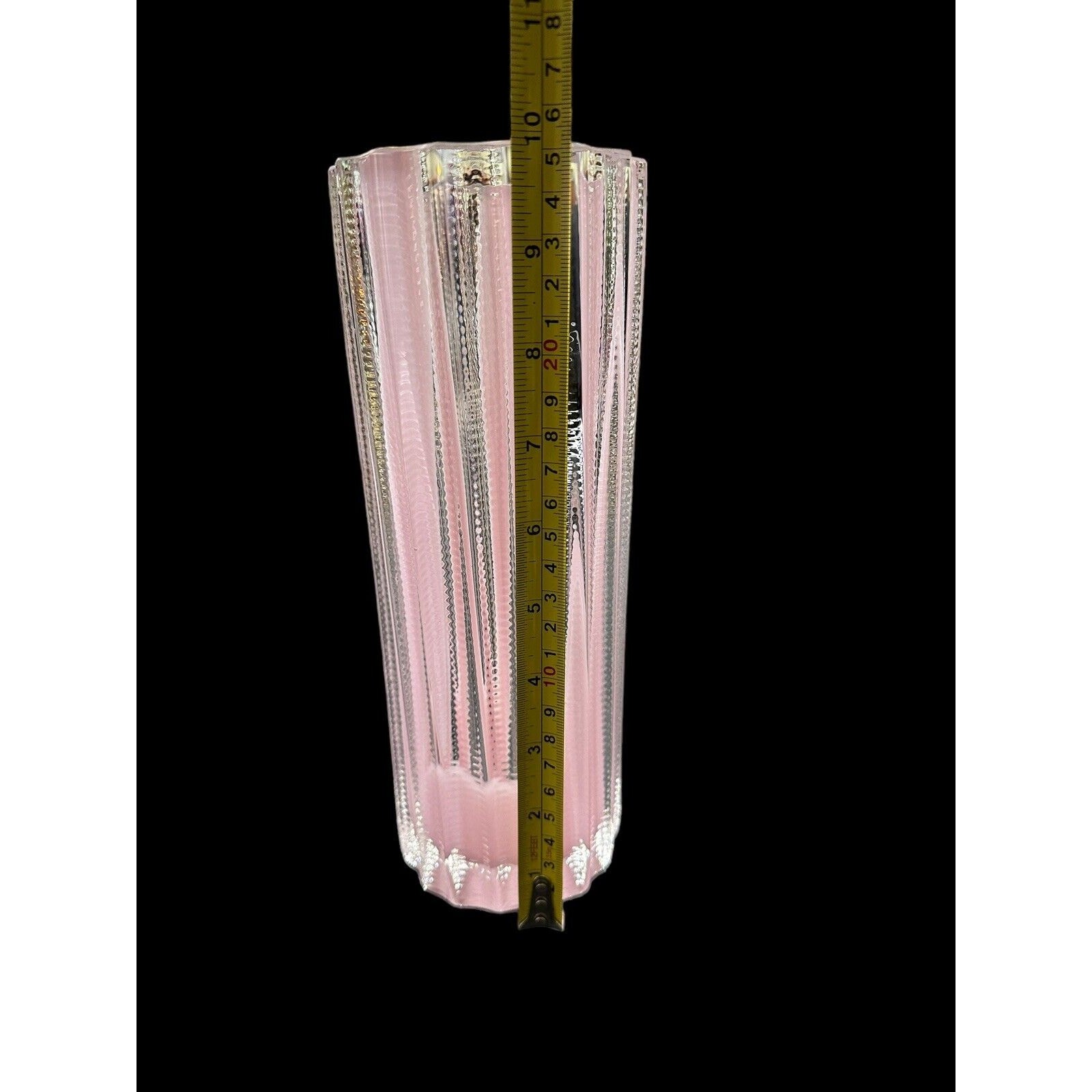 Matt Kolbrener – New Hand Blown Pink Splash Threaded Vase OOAK Signed Dated 10”