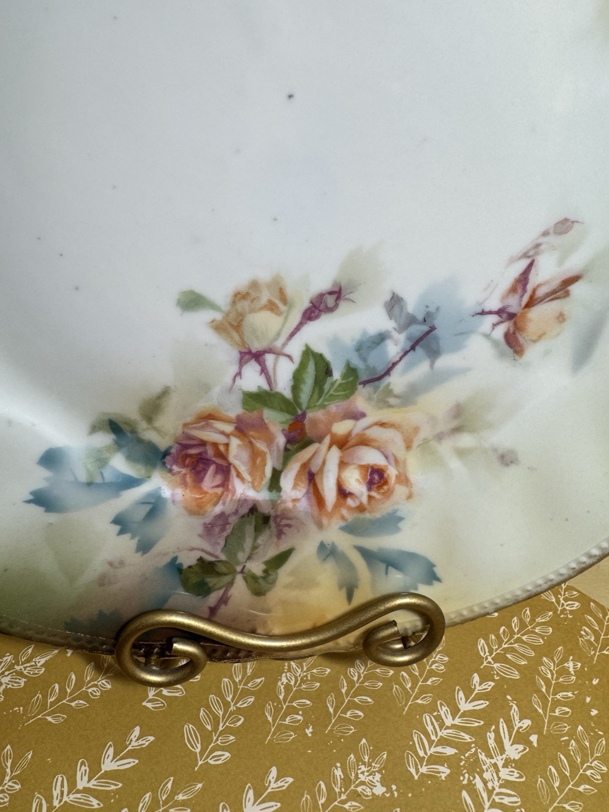 RS Prussia Handled Cake Plate Pierced Handles Scalloped Edge Beaded Trim