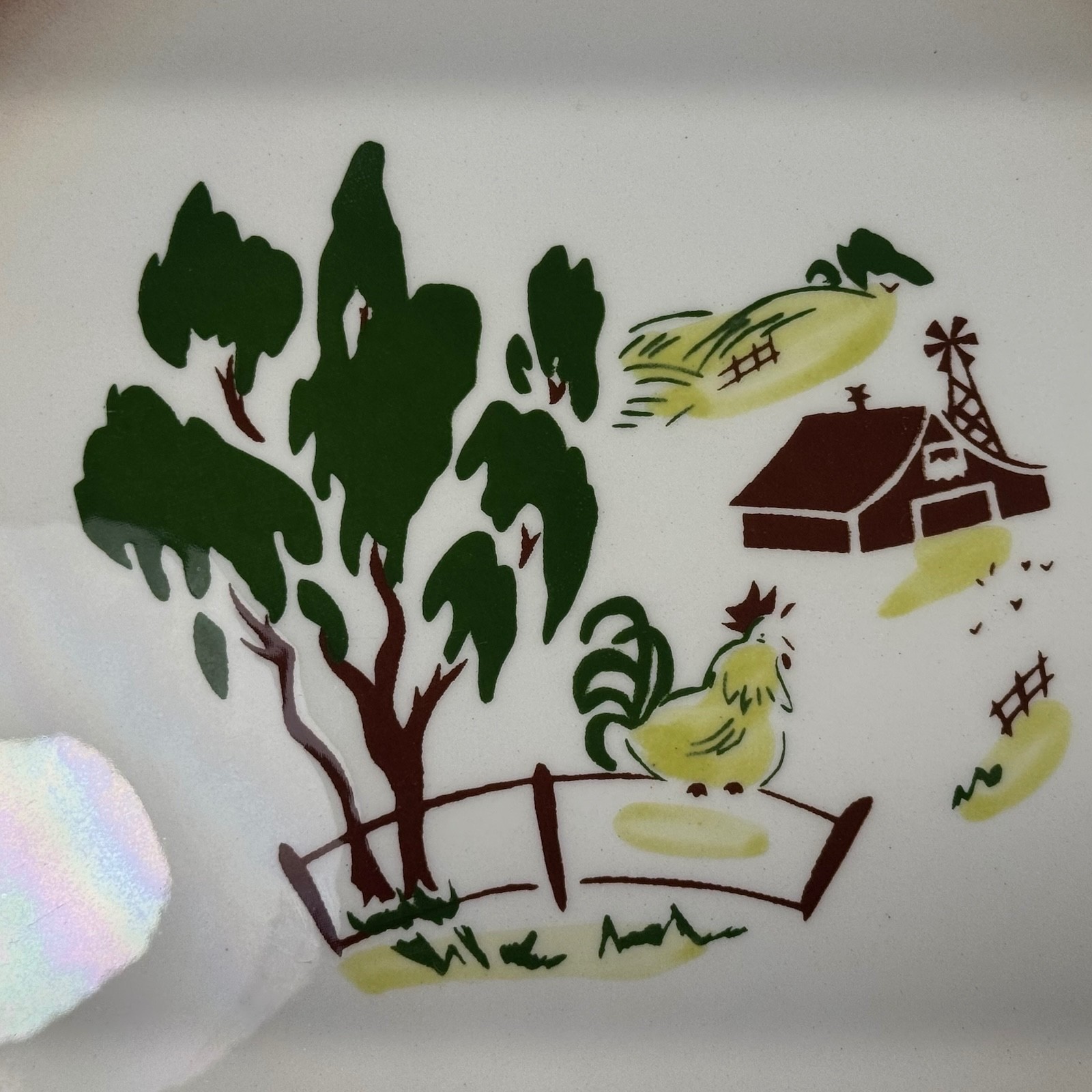 Vintage Brock California Stoneware Harvest Dinner Plates 9 in. ~ Rooster Design!
