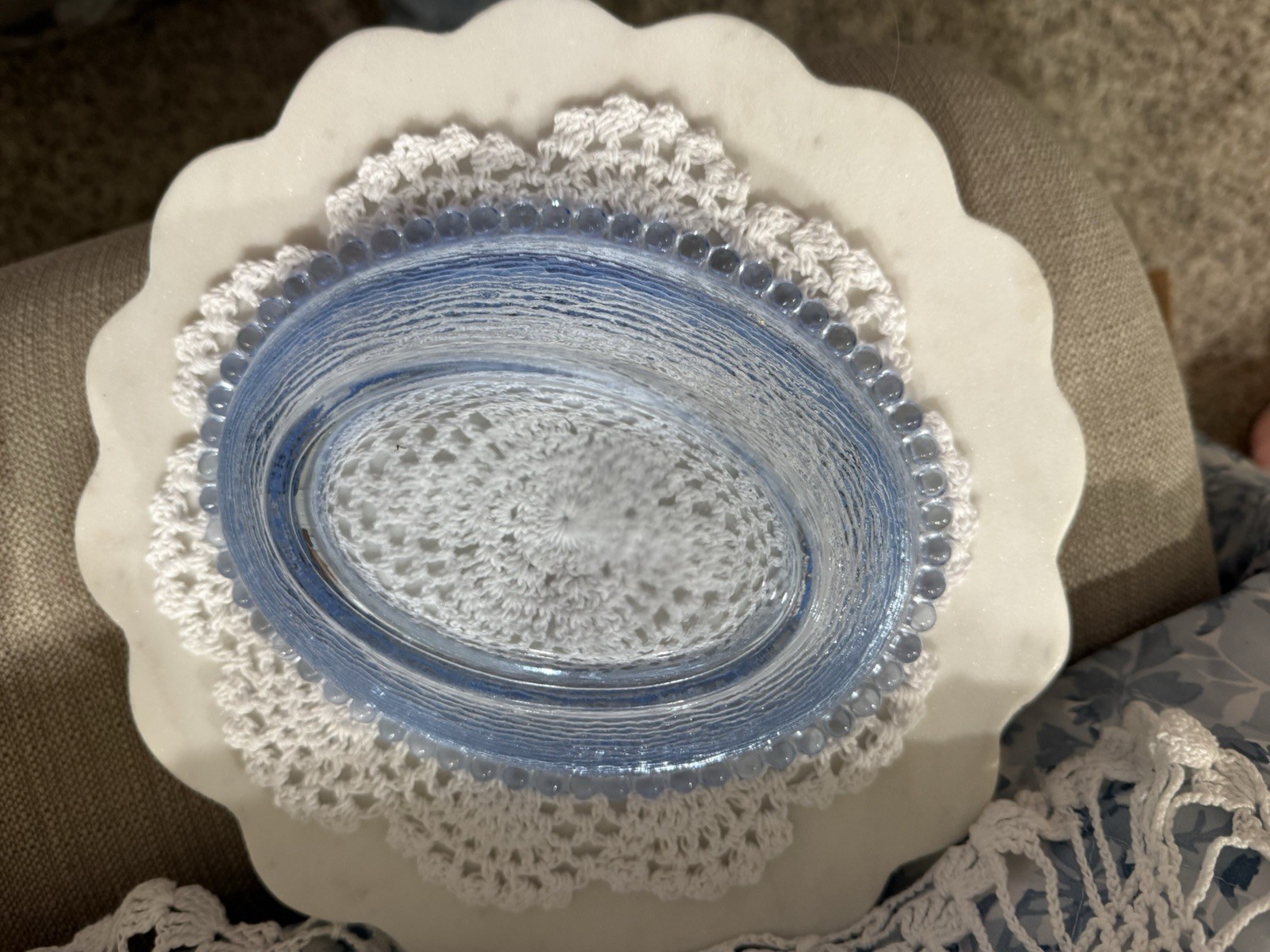 Vintage Indiana Glass Cornflower Blue Hen On A Nest Mint