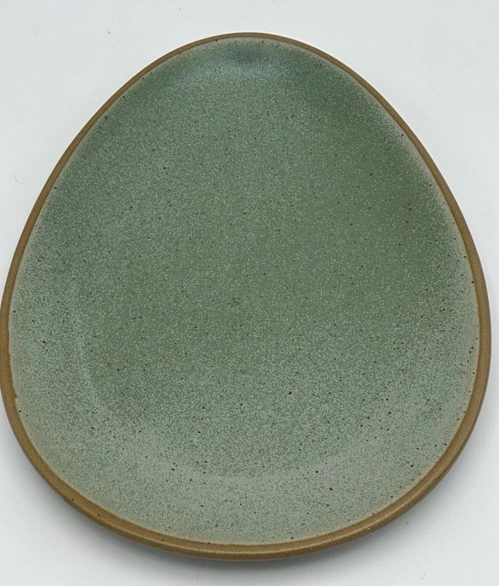 4 ct Threshold Stoneware Aqua Egg Teardrop Shape Salad Plates Pink Yellow Easter