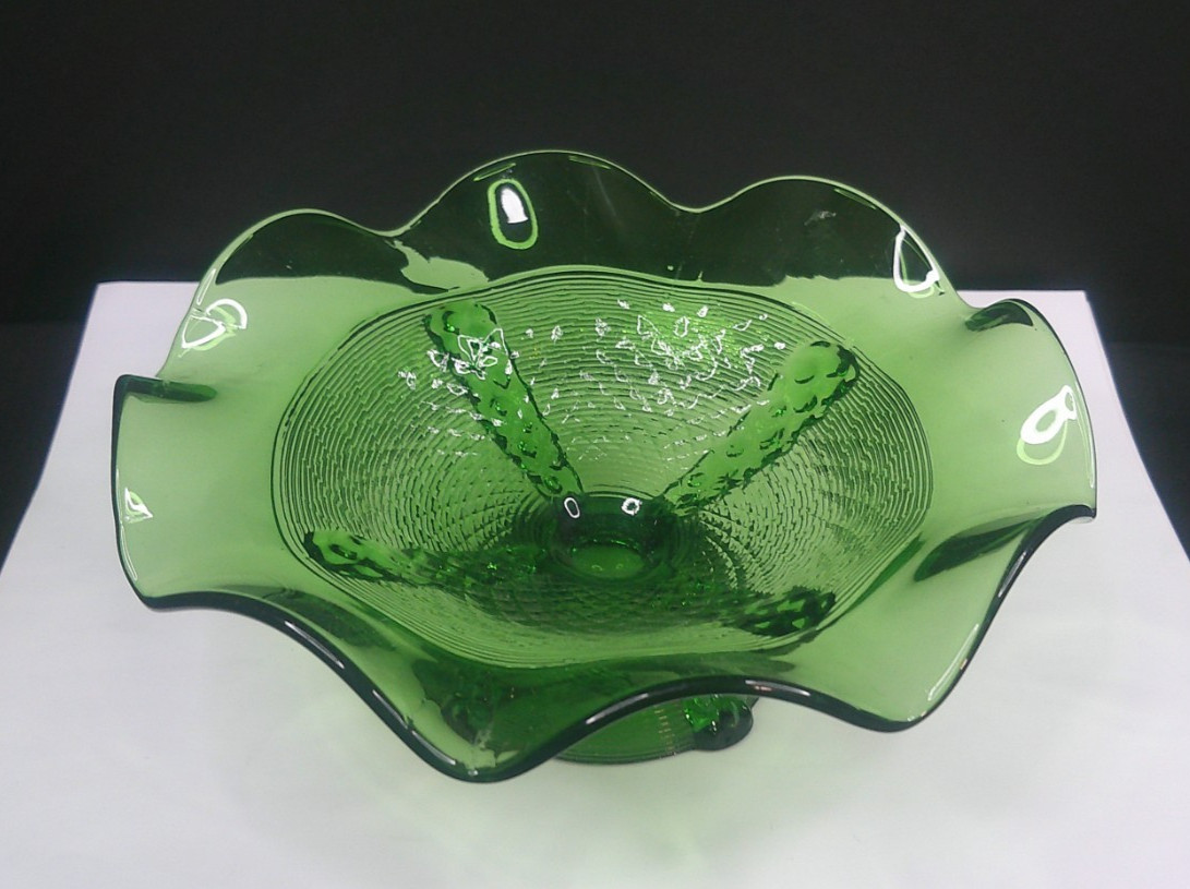Northwood Glass, Button Panels, Emerald Green, Bowl, EAPG, c 1899, USA, VgCd