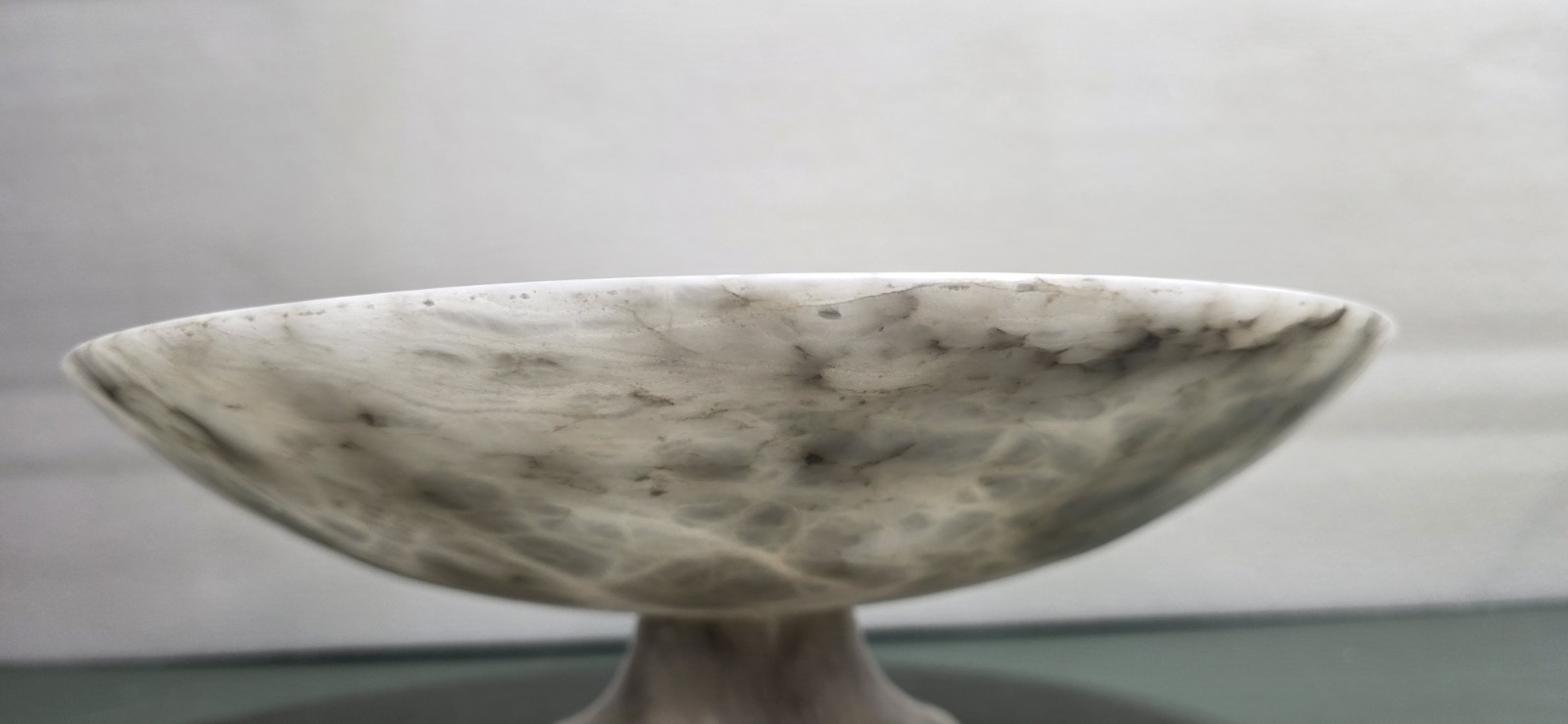 Vintage 12″Diameter ALABASTER MARBLE Compote Centerpiece Bowl ITALY