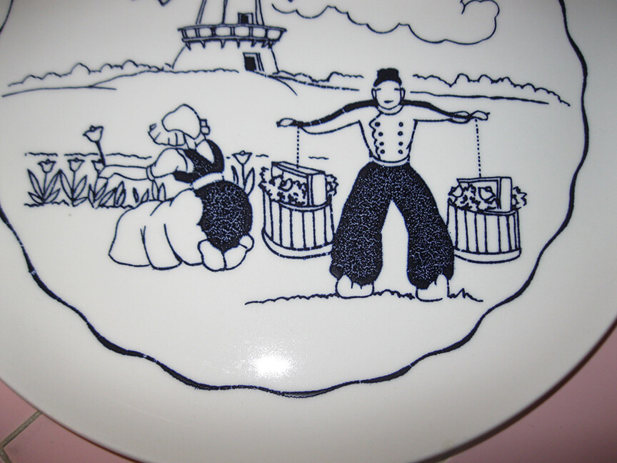 1950s Hollydale Pottery Merry Dutch 2 Chop Plates Platter Malibu Modern Calif.
