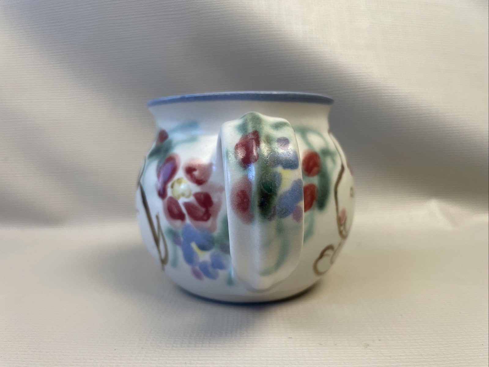 Clouds Folsom Signed Hand-Made Hand Painted Floral & Rabbits Mug 1997