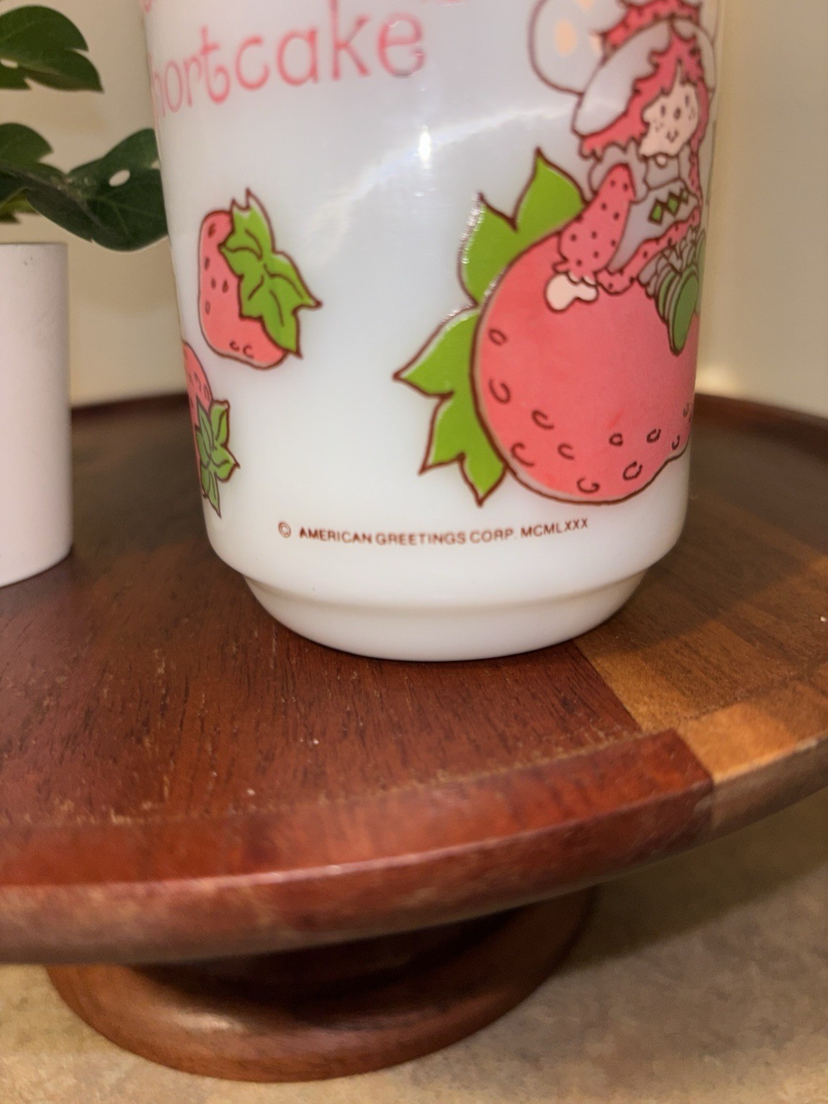 Strawberry Shortcake Milk Glass 10oz. Coffee Mug Anchor Hocking Fire King
