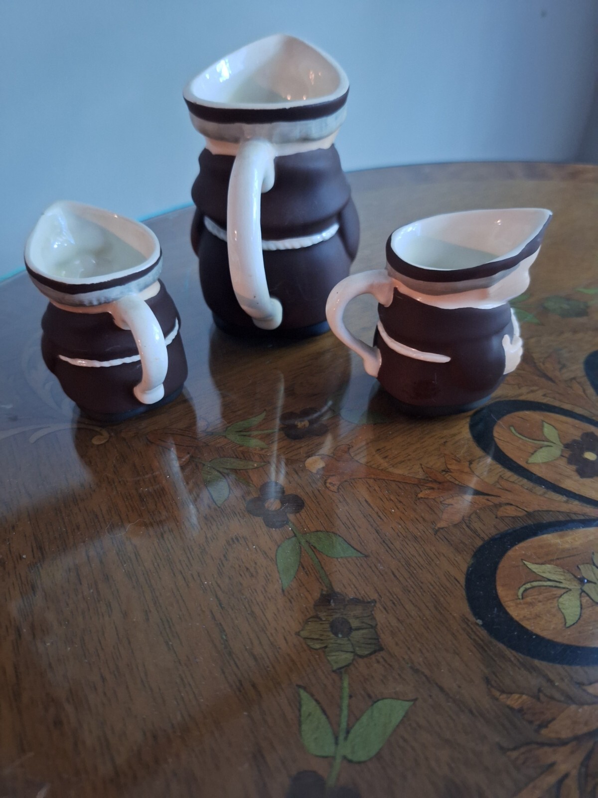 Vtg Set 3 GOEBEL Monk Friar Tuck Creamer Pitcher Made in Germany TM2 1950-1959