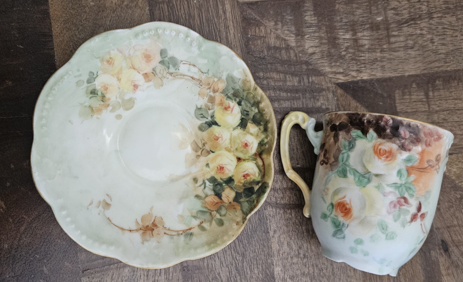 Vintage AKD France Floral Cup & Saucer Set of 5 (10 Pieces)