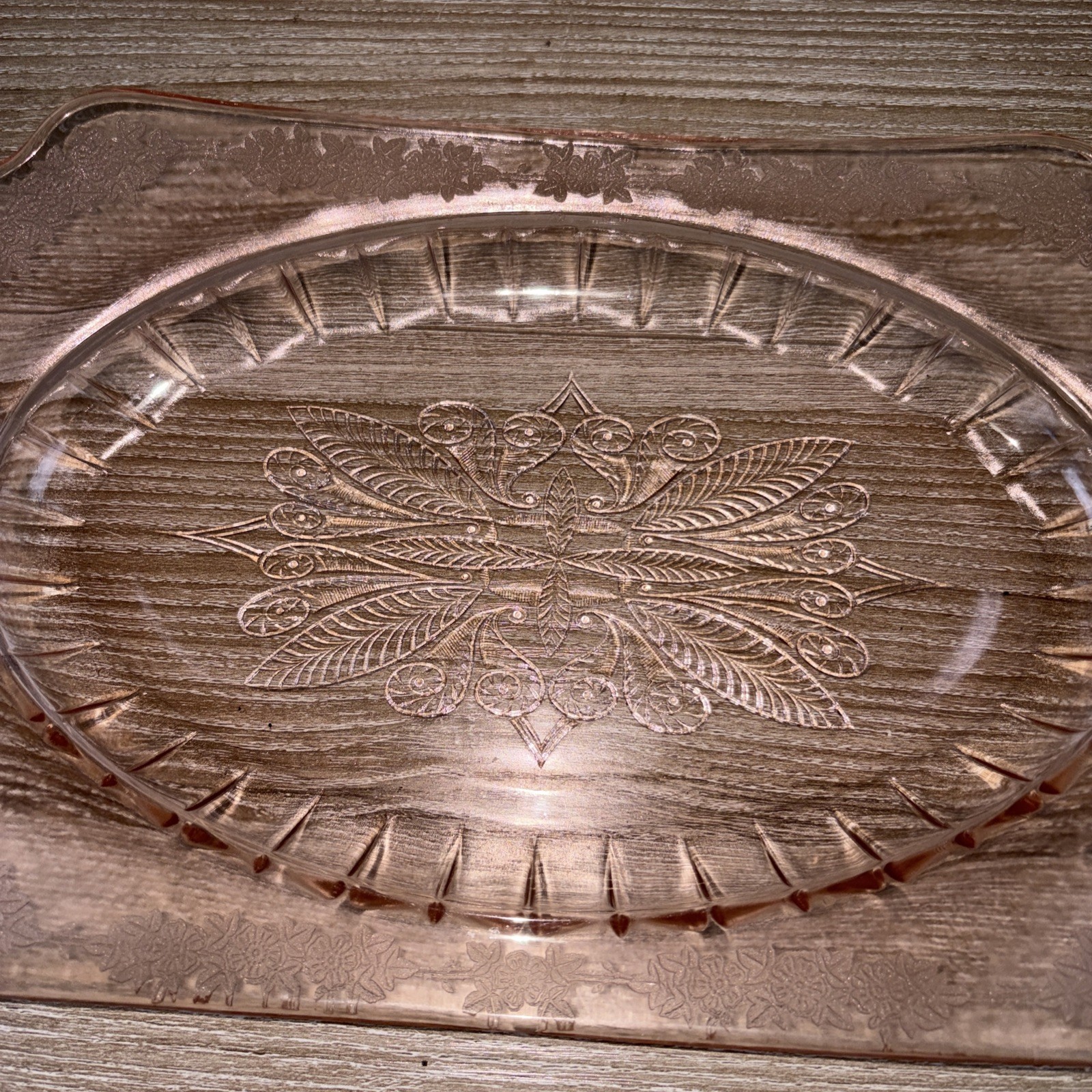 VTG Jeanette ADAM Pink Depression Glass Rectangular Serving Platter ~11 5/8″
