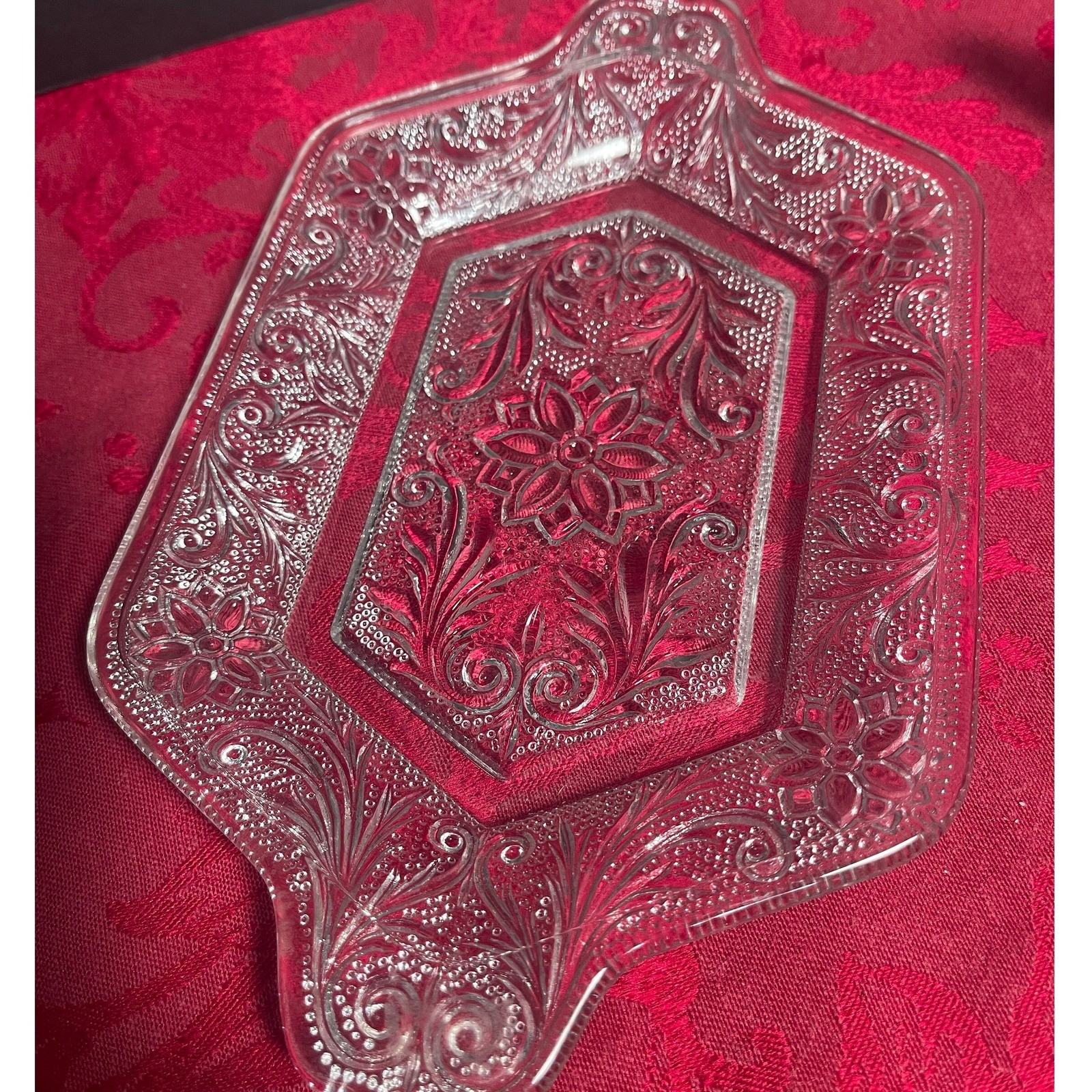 Indiana Glass TIARA Diamond Shape Cream Sugar Set w/ Underplate Sandwich Glass