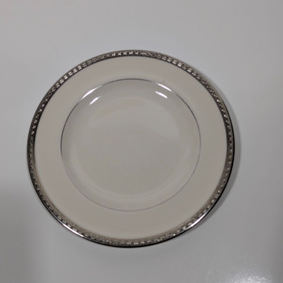 Pickard Embassy White Ceramic Plate Silver Trim USA Elegant Dining