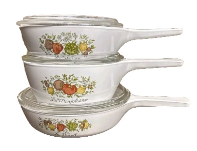 Set of 3 Corning Spice of Life P-81-B P-82-B, P-83-B Saucepan Skillet 6pc EXC