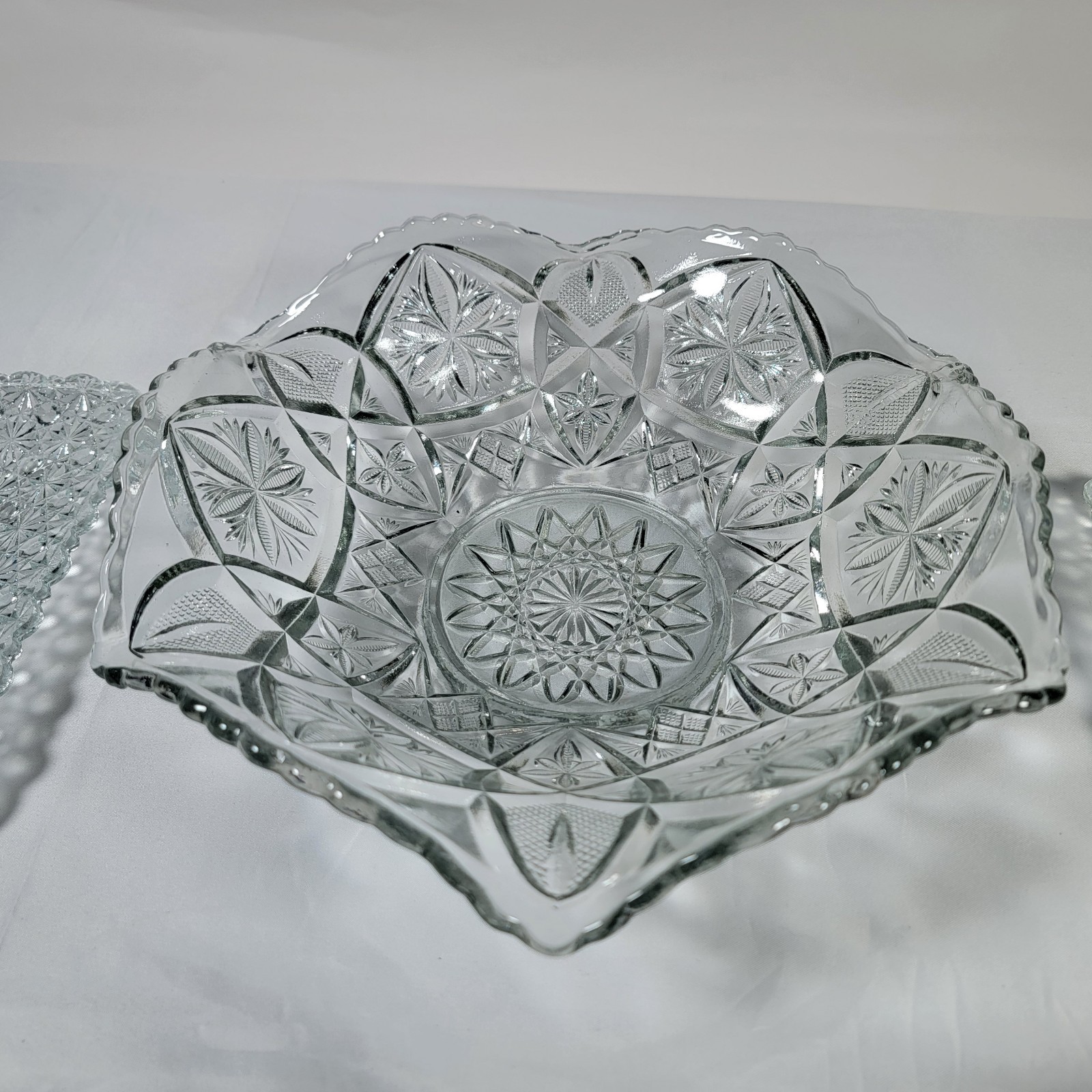 Anchor Hocking Wexford Glassware Lot Bowl Plate Cruet Creamer Candy Dish Vintage